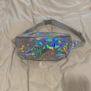 Silver/holographic fanny pack, never used!!